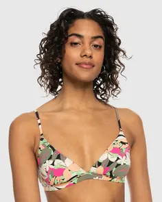 ROXY PT BEACH CLASSICS FIXED TRI BIKINI TOP ANTHRACITE PALM SONG