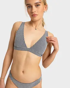 ROXY GINGHAM ELONGATED TRI BIKINI TOP ANTHRACITE
