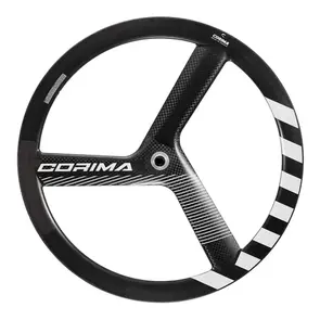 CORIMA WHEEL FRONT TRACK DECISIV 3 SPOKE CERAMIC TUBULAR WHITE STRIPES