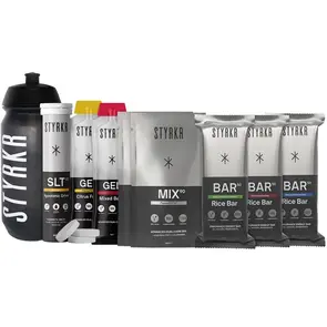STYRKR TRAINING KIT 2/7 - CONTAINS 1X 500ML BOTTLE, 2X MIX90, 2X GEL50, 3X BAR50 & 1X SLT07