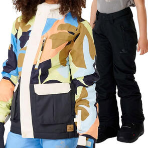 RIP CURL SNOW 2025 YOUTH ANTI SERIES SNAKE JACKET 10K BLUE + KIDS OLLY SNOW PANTS 10K BLACK