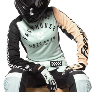 FASTHOUSE WOMEN'S GRINDHOUSE AIR COOLED FORTUNE JERSEY, MINT/PEACH