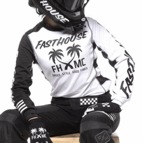 FASTHOUSE WOMEN'S GRINDHOUSE PARADISE JERSEY, WHITE/BLACK