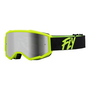 FLY RACING FLY '24 ZONE YOUTH GOGGLE BLK/HI-VIS W/ SILV MIRROR/SMK LENS