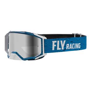 FLY RACING FLY ZONE PRO GOGGLE BLUE/WHITE W/ SILVER MIR/SMOKE LENS