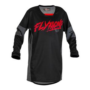 FLY RACING 2023 YOUTH KINETIC KHAOS JERSEY BLACK/RED/GREY