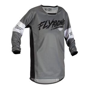 FLY RACING 2023 YOUTH KINETIC KHAOS JERSEY GREY/BLACK/WHITE