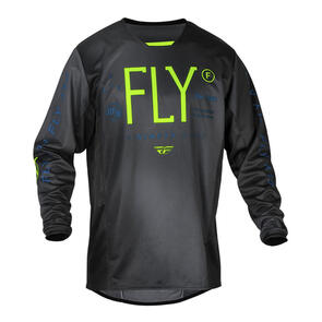 FLY RACING 2024 YOUTH KINETIC JERSEY AND PANTS CHARCOAL/NEON GRN/TRUE BLU