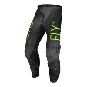 FLY RACING 2024 YOUTH KINETIC PANTS CHAR/NEON GREEN/TRUE BLU