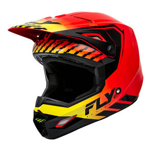 FLY RACING 2024 YOUTH KINETIC ECE MENACE HELMET RED/BLACK/YELLOW