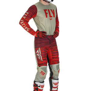 FLY RACING 2022 KINETIC WAVE JERSEY AND PANTS LIGHT GRY/RED