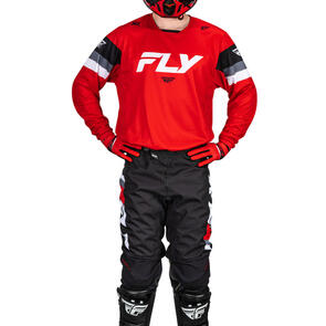 FLY RACING 2024 KINETIC PRIX JERSEY AND PANTS RED/GREY/WHITE