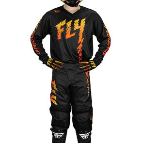 FLY RACING 2024 YOUTH F-16 JERSEY AND PANTS BLACK/YELLOW/ORANGE