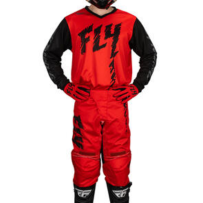 FLY RACING 2024 YOUTH F-16 JERSEY AND PANTS RED/BLACK/GREY
