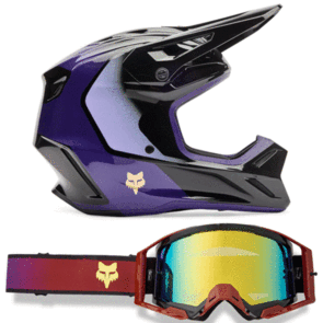 FOX RACING MOTO 2026 MX V3 DRIP HELMET AND GOGGLES BLACK/PURPLE