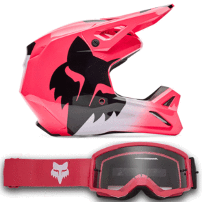 FOX RACING MOTO 2026 MX V1 SHIELD HELMET AND GOGGLES PINK