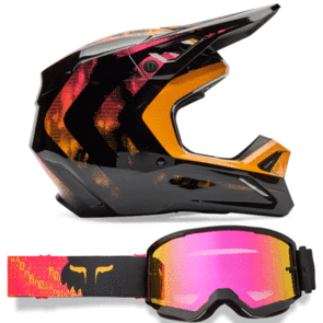 FOX RACING MOTO 2026 MX V1 KAIROS HELMET AND GOGGLES TANGERINE