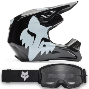 FOX RACING MOTO 2026 MX V1 SHIELD HELMET AND GOGGLES BLACK