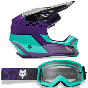 FOX RACING MOTO 2026 MX V1 COLLECT HELMET AND GOGGLES GRAPE
