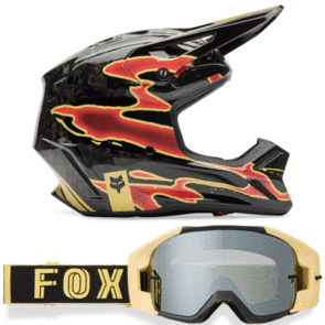 FOX RACING MOTO 2026 MX V3 RS INNING HELMET AND GOGGLES BLACK