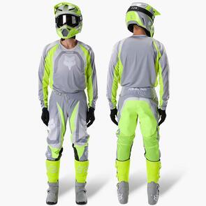 FOX RACING MOTO 2027 180 FRAME JERSEY AND PANTS GREY YELLOW