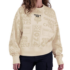 FOX RACING WOMENS CIRCA 74 OVERSIZED FLEECE CREW OFF WHITE