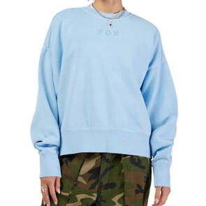 FOX RACING WOMENS WORDMARK OVERSIZED CREW CASHMERE BLUE