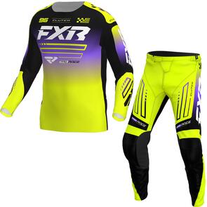 FXR KIDS CLUTCH MX JERSEY AND PANTS 26 - HIVIS/BLACK/PURPLE