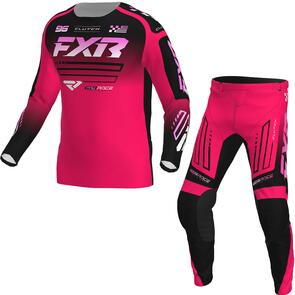 FXR YOUTH CLUTCH MX JERSEY AND PANTS RAZZ/BLACK/PINK