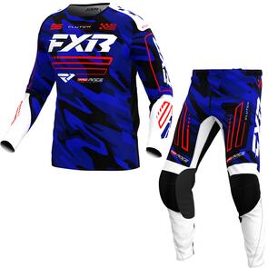 FXR YOUTH CLUTCH MX JERSEY AND PANTS 25 - BLUE CAMO/RED