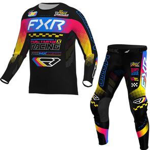 FXR YOUTH PODIUM MX JERSEY AND PANTS 26 - BLACK/BLUE/RAZZ