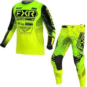 FXR YOUTH PODIUM MX JERSEY AND PANTS 25 - HIVIS/LIME/BLACK