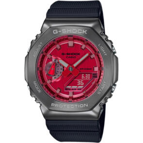 G-SHOCK GM2100B-4A DIGITAL/ANALOGUE MENS RED WATCH WITH STAINLESS STEEL BEZEL