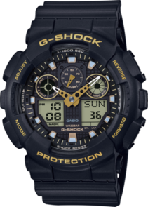 G-SHOCK MEN'S ANALOGUE/DIGITAL BLACK/GOLD WATCH GA100GBX-1A9