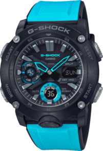 G-SHOCK ANALOGUE/DIGITAL CARBON CORE GUARD BLACK/BLUE MEN'S WATCH GA2000-1A2