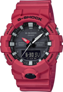 G-SHOCK RED ANALOGUE/DIGITAL ATHLETE WATCH GA800-4A
