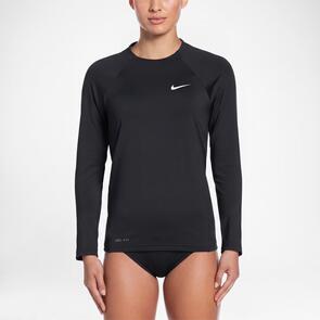 NIKE SWIM WOMENS ESSENTIAL LONG SLEEVE HYDROGUARD TOP BLACK