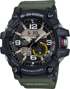 G-SHOCK BLACK/GREEN TWIN SENSOR MUDMASTER GG1000-1A3