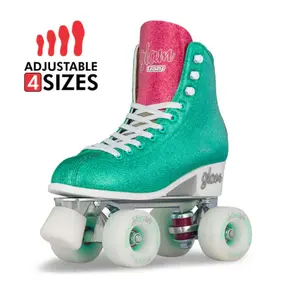 CRAZY SKATES GLAM TEAL SIZE ADJUSTABLE ROLLER SKATES