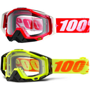 100% RACECRAFT MOTO GOGGLE FIRE RED + ATTACK YELLOW