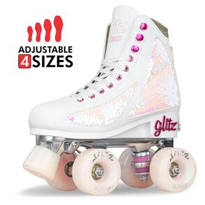 CRAZY SKATES ROLLER SKATES GLITZ PEARL SIZE ADJUSTABLE ROLLER SKATES