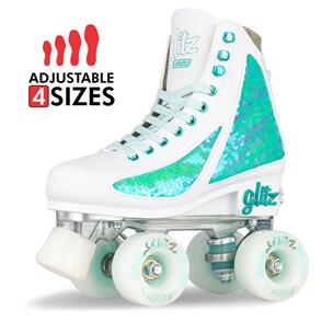 CRAZY SKATES GLITZ TURQUOISE SIZE ADJUSTABLE ROLLERSKATES