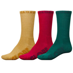 GLOBE SUSTAIN CREW SOCK 3 PACK ASSORTED