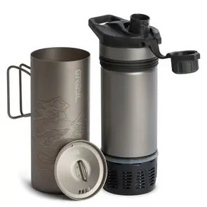 GRAYL GEOPRESS TI FILTER & PURIFIER BOTTLE + COOK LID-COVERT BLACK COVERT