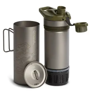 GRAYL GEOPRESS TI FILTER & PURIFIER BOTTLE + COOK LID-OLIVE DRAB