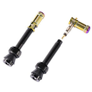GRANITE DESIGNS 44MM BLACK VALVE STEM WITH OIL SLICK JUICY NIPPLE VALVE CAP