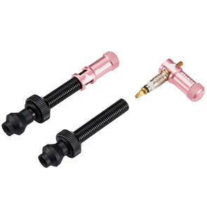GRANITE DESIGNS 44MM BLACK VALVE STEM WITH PINK JUICY NIPPLE VALVE CAP