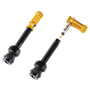 GRANITE DESIGNS 44MM BLACK VALVE STEM WITH GOLD JUICY NIPPLE VALVE CAP