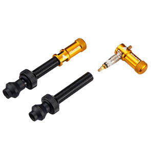 GRANITE DESIGNS 60MM BLACK VALVE STEM WITH GOLD JUICY NIPPLE VALVE CAP