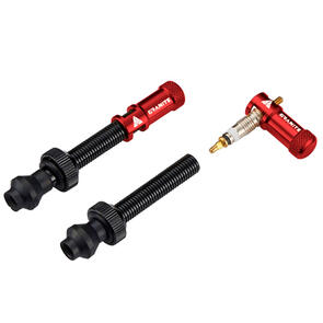 GRANITE DESIGNS 60MM BLACK VALVE STEM WITH RED JUICY NIPPLE VALVE CAP